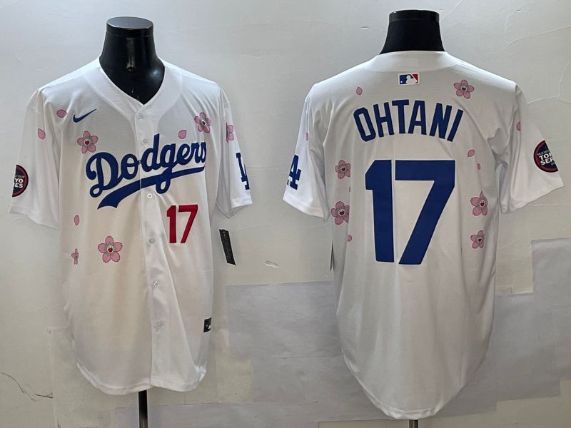 Men Los Angeles Dodgers #17 Ohtani White Sakura Edition 2025 Nike MLB Jersey style 6->los angeles dodgers->MLB Jersey